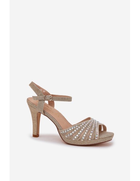 High Heeled Sandals With Decoration And Glitter D&A MR1038-33 Gold
