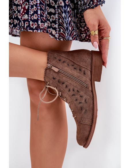 Low Ankle Boots With Perforated Pattern S.Barski HY51-185 Brown