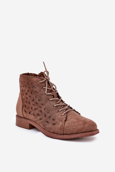 Low Ankle Boots With Perforated Pattern S.Barski HY51-185 Brown 2