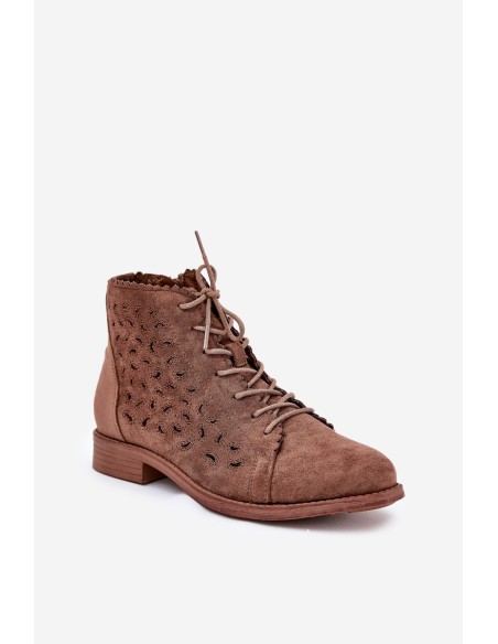 Low Ankle Boots With Perforated Pattern S.Barski HY51-185 Brown