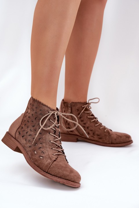 Low Ankle Boots With Perforated Pattern S.Barski HY51-185 Brown