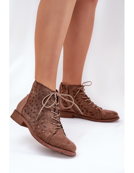 Low Ankle Boots With Perforated Pattern S.Barski HY51-185 Brown