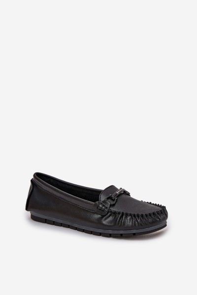 Flat Leather Moccasins With Decoration S.Barski LR51-547 Black 2