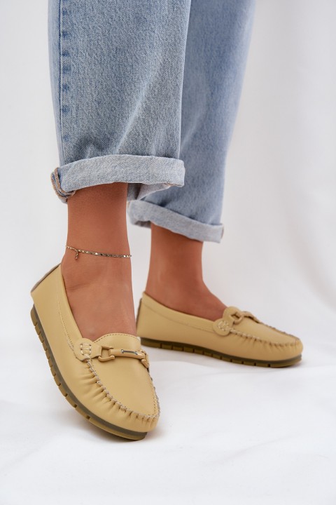 Flat Leather Moccasins With Decoration S.Barski LR51-547 Yellow