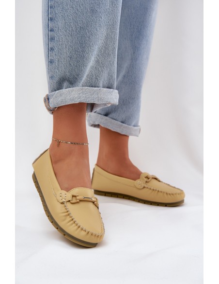 Flat Leather Moccasins With Decoration S.Barski LR51-547 Yellow