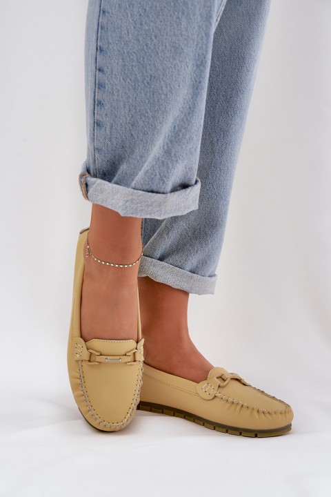 Flat Leather Moccasins With Decoration S.Barski LR51-547 Yellow