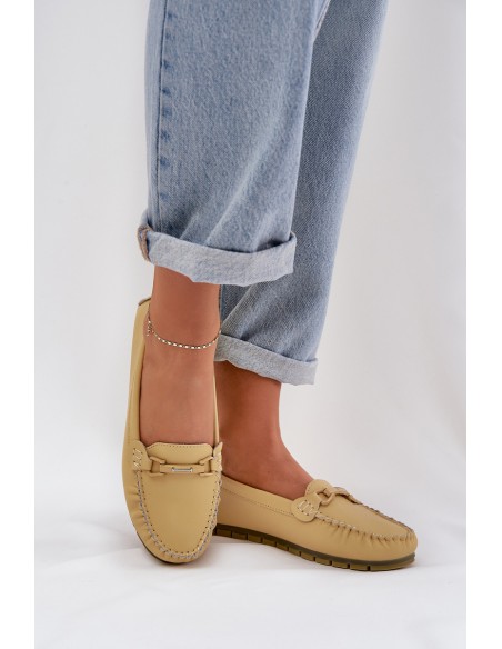 Flat Leather Moccasins With Decoration S.Barski LR51-547 Yellow