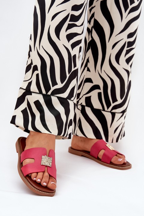 Flat Sandals With Cutouts And Decoration Fuchsia Bohalis