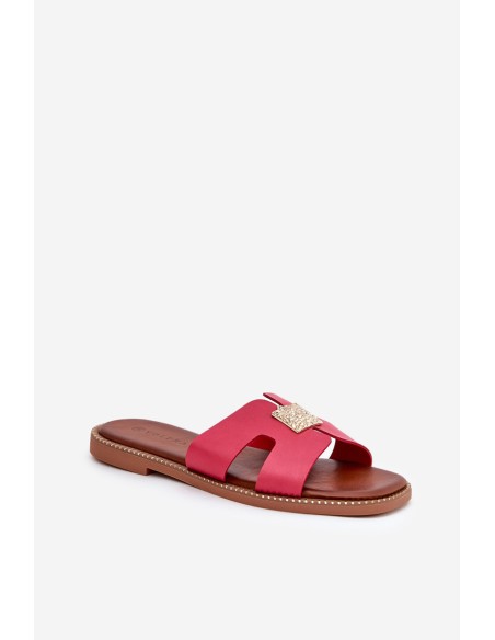 Flat Sandals With Cutouts And Decoration Fuchsia Bohalis