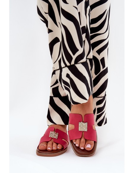 Flat Sandals With Cutouts And Decoration Fuchsia Bohalis