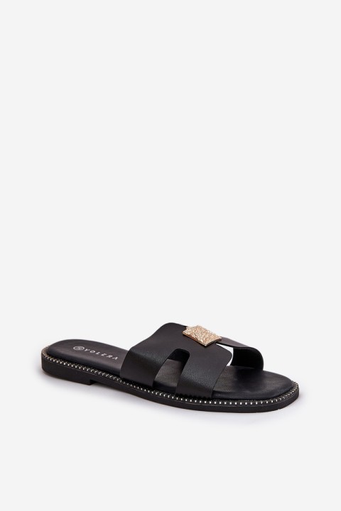 Flat Sandals With Cutouts And Decoration Black Bohalis