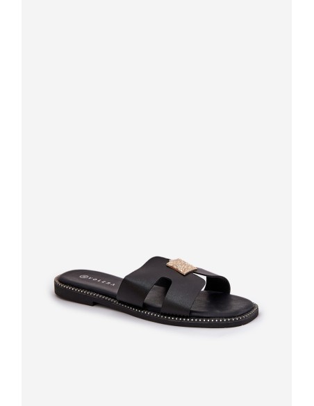 Flat Sandals With Cutouts And Decoration Black Bohalis