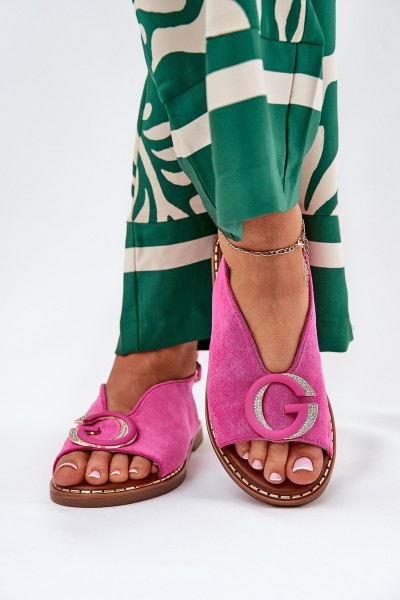 Flat Sandals With Decoration Pink Haliones