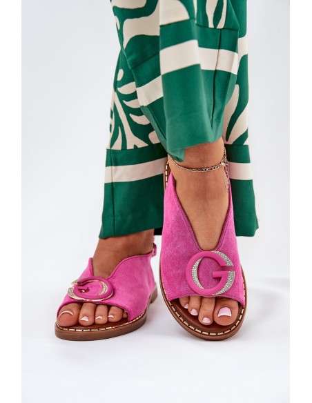 Flat Sandals With Decoration Pink Haliones