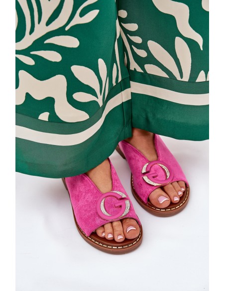 Flat Sandals With Decoration Pink Haliones
