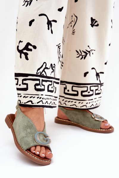 Plokšti sandalai su puošmena Green Haliones