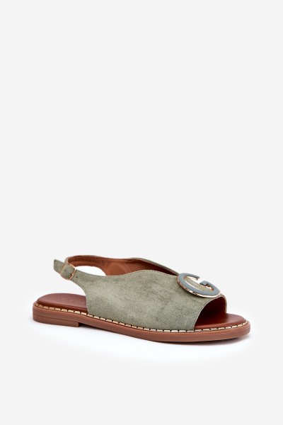 Flat Sandals With Decoration Green Haliones 2