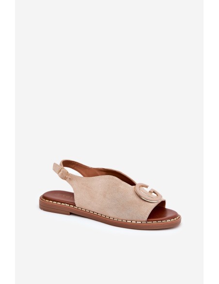 Flat Sandals With Decoration Beige Haliones