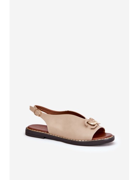 Sandalai plokščiakulniais su dekoracija Eco Leather Beige Tillireta