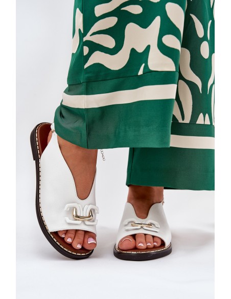 Plokštės basutės su puošmena Eco Leather White Tillireta