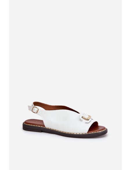 Flat Sandals With Decoration Eco Leather White Tillireta