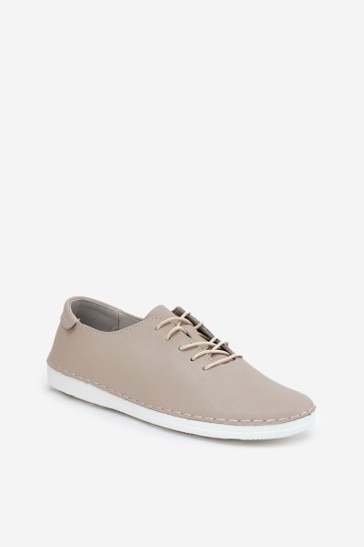 Laced Shoes Made Of Natural Leather D&A LR51-645 Beige 2