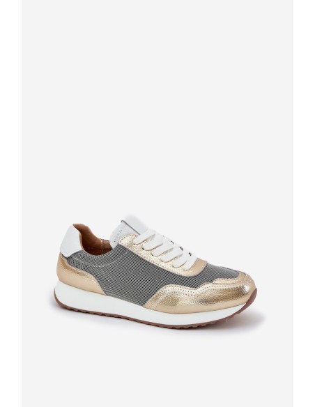 Leather Sports Shoes Sneakers Women's D&A LR51-847 Gold