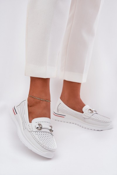 Perforated Ballet Flats Made Of Natural Leather Vinceza 95331 White