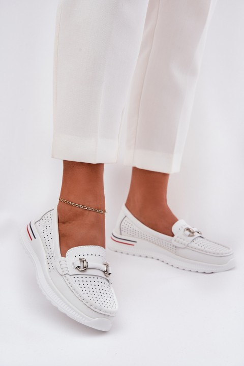 Perforated Ballet Flats Made Of Natural Leather Vinceza 95331 White