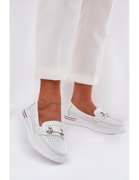 Perforated Ballet Flats Made Of Natural Leather Vinceza 95331 White