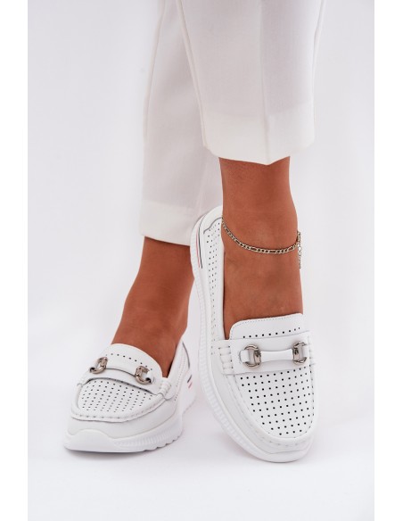 Perforated Ballet Flats Made Of Natural Leather Vinceza 95331 White