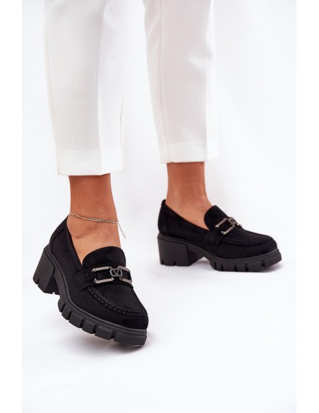 Eco Suede Women's Shoes With Decoration 39921 Black Vinceza