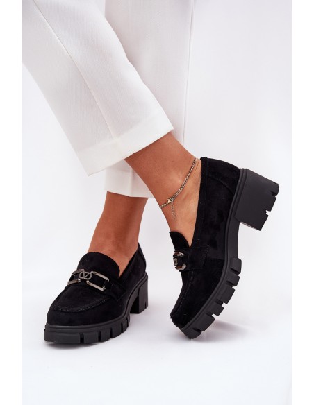 Eco Suede Women's Shoes With Decoration 39921 Black Vinceza