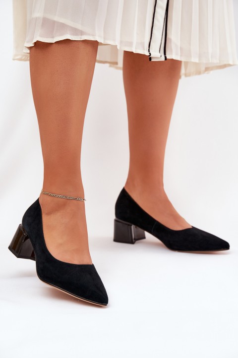 Suede Smooth Heels With Pointed Toes Black Vinceza 66736