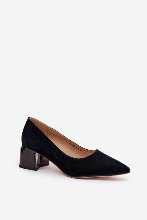 Suede Smooth Heels With Pointed Toes Black Vinceza 66736