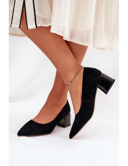 Suede Smooth Heels With Pointed Toes Black Vinceza 66736