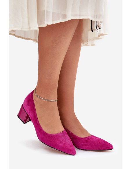 Suede Smooth Court Shoes With Pointed Toes Vinceza 66736 Fuchsia