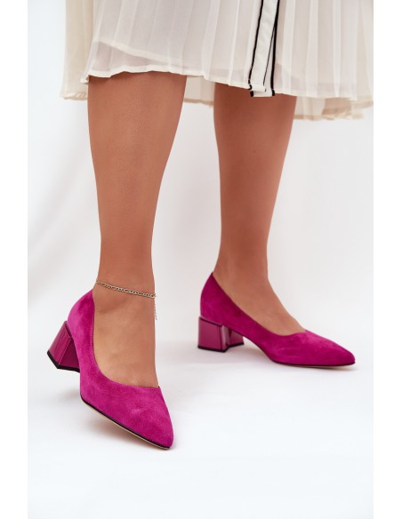 Suede Smooth Court Shoes With Pointed Toes Vinceza 66736 Fuchsia