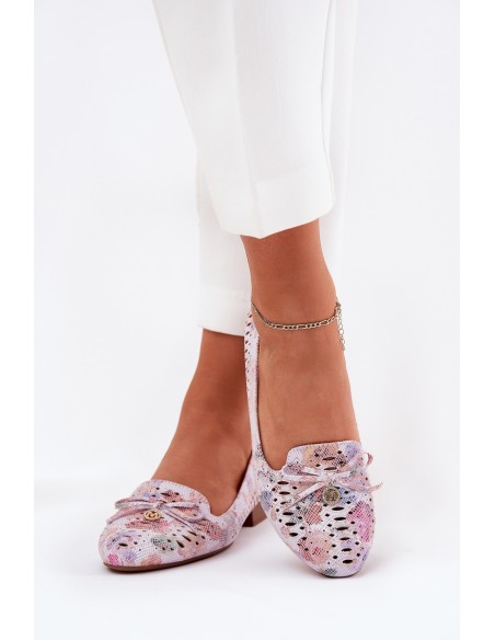 Perforuotos balerinos su lanku gėlėmis Eco Suede Multicolor Amepitrea