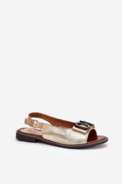 Flat Sandals With Decoration Eco Leather Gold Lilria 2