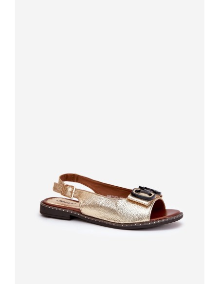 Flat Sandals With Decoration Eco Leather Gold Lilria