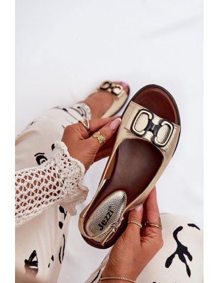 Plokšti sandalai su puošmena Eco Leather Gold Lilria