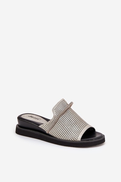 Womens wedge sandals with decorative strap silver Teriwes 2