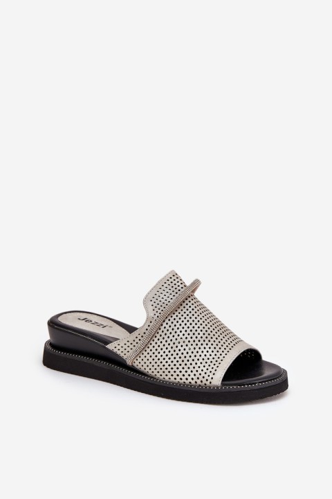 Womens wedge sandals with decorative strap silver Teriwes