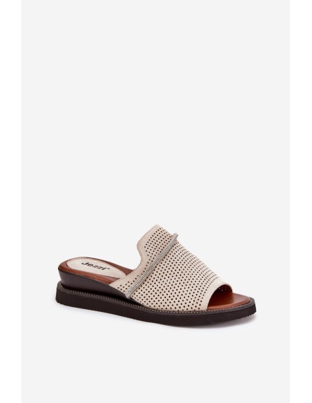 Ladies Wedge Sandals With Decorative Strap Beige Teriwes