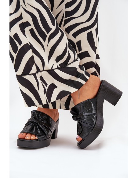 Women's Heeled Sandals Made Of Eco Leather Black Kikilla