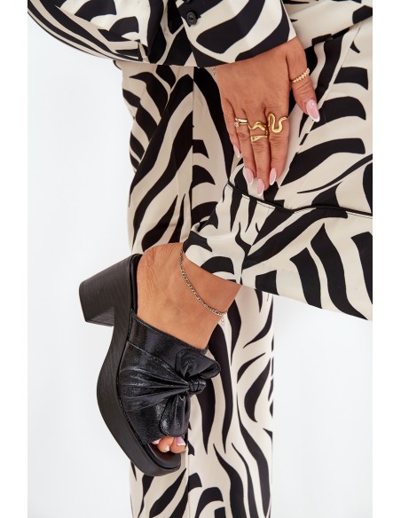 Women's Heeled Sandals Made Of Eco Leather Black Kikilla