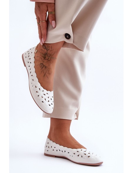 Women's Glittering Openwork Ballet Shoes White Visionary