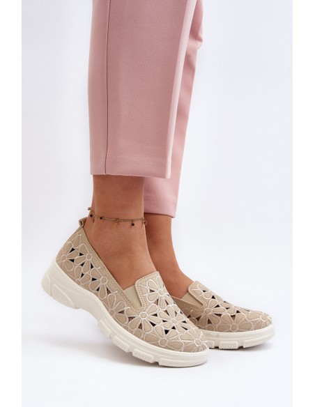 Smėlio spalvos moteriški iškirpti batai Emilei