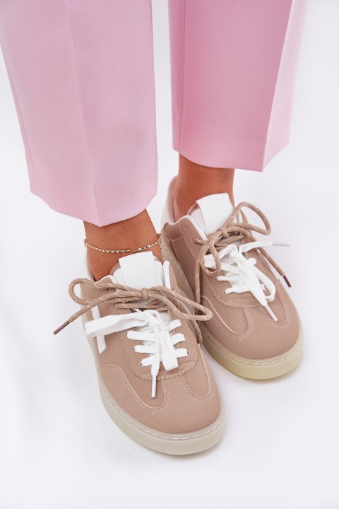 Žemi moteriški sportiniai batai smėlio spalvos Zelevelis
